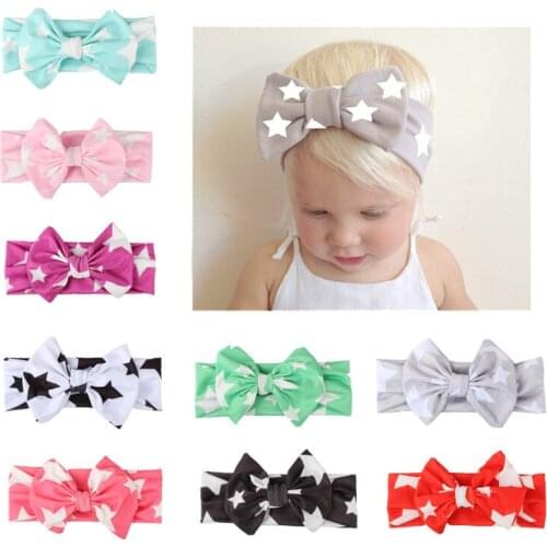 Retail 1pcs/lot Trendy European Spring star Bowknot hair band Infantile Headband Hot-sale Elastic Kids Girl DIY Hair Accessories