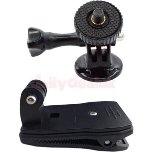 Backpack Strap Hat Clip Clamp Mount + 1/4" Tripod Adapter +Screw for GoPro