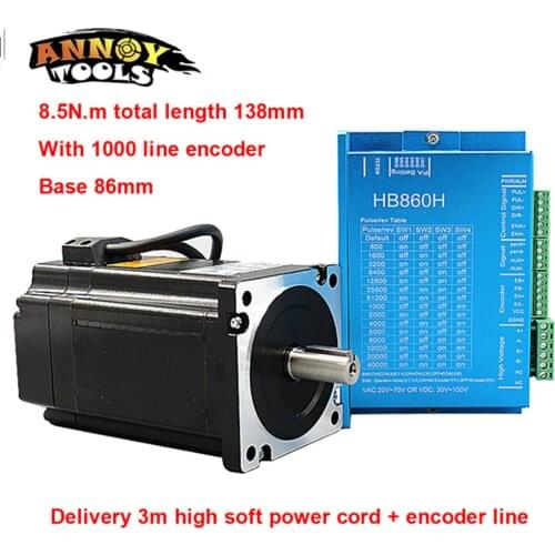 Nema 34 8.5N.m Servo Motor 86HB250-118B+HB860H Closed-loop Step Motor Nema 34 86 Hybird Closed Loop 2-phase Stepper Motor Driver