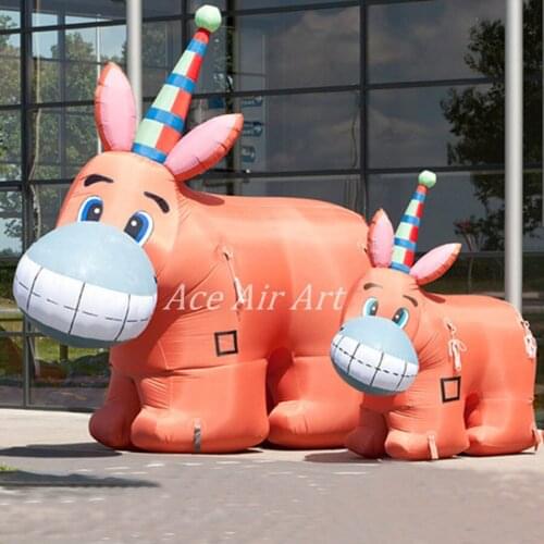 Lovely orange advertising inflatable donkey cartoon animal model for childrens park/outdoor decoration