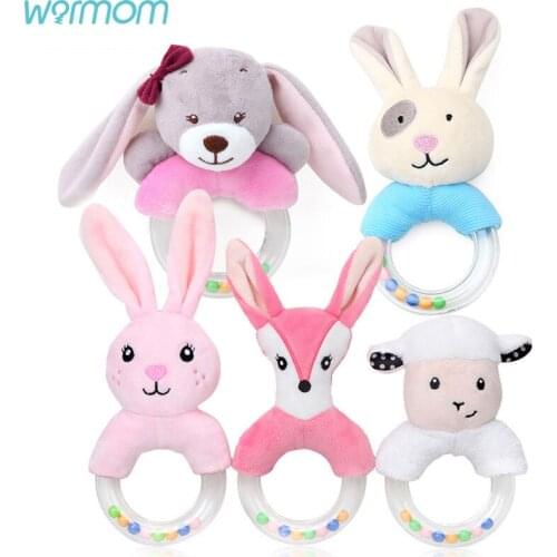 Warmom Cute Baby Rattle Toys Cartoon Animal Bed BabyToys for 0-12 months Educational Rabbit Hand Bells Baby Speelgoed Kids Toy
