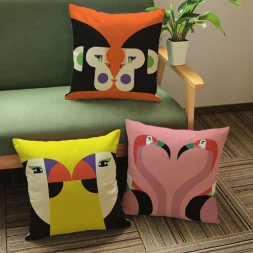 Wedding Decorative Pillows Animals Print Cute Monkey Parrot Flamingo Pillows Covers Sofa Linen Cushion Cover Pillowcases 45x45cm