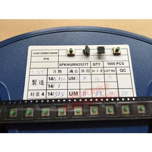 Taiwan Fuhua SFKHUMA2521T Tact Switch 6*6*5 High Quality Green Button Patch 4 Foot