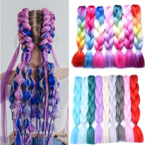 Ombre braiding hair Extensions 1Pack 24" 100G jumbo braid Long Brown Synthetic dreads Crochet braids Full Star Hair