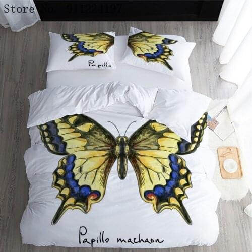 Yellow Butterfly Bedding Sets Single Double Queen King Size Duvet Cover Sets Luxury Bedspread Microfiber Bedroom Sets Adult