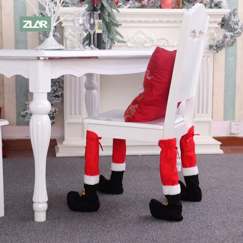 ZLAR 2pcs/4pcs 2021 Christmas Chair Leg Protectors Covers Protection Legs Of Chairs Christmas Decoration Home Decor Chairs Pad