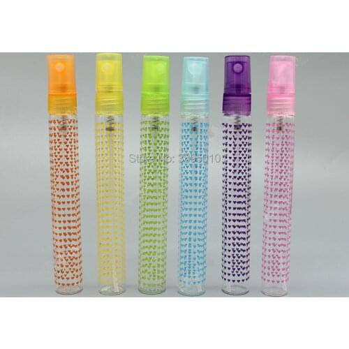 10ml Colorful Glass Perfume Bottle, Long Thin Parfum Vial, Spray Atomizer 10CC Perfume Test Sample Packing Bottle F877