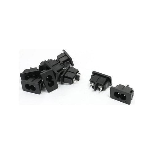 10Pcs Black PCB Board IEC320 Inlet C8 Power Adapter AC 250V 2.5/5A DB-180-C03