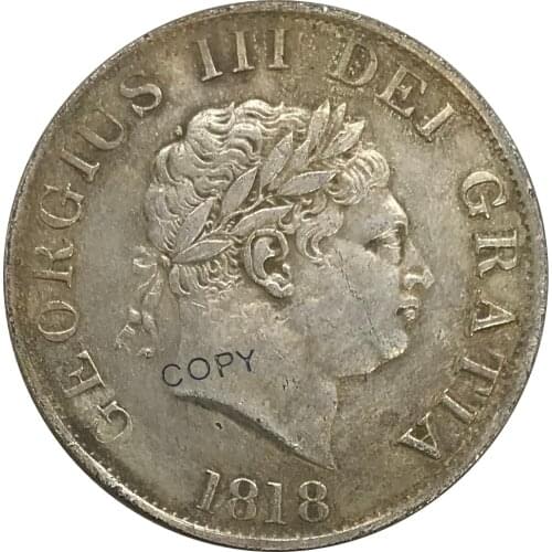 1818 United Kingdom 1/2 Crown George III Cupronickel Plated Silver Collectibles Copy Coin