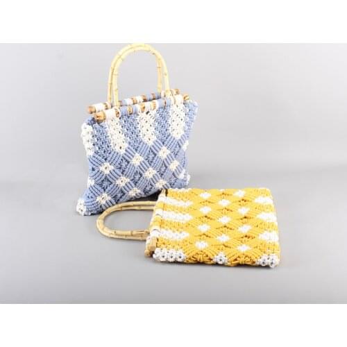 2021 Hand Hook Hand Straw Bales Hollow Woven Cotton Beach Fashion Female Package