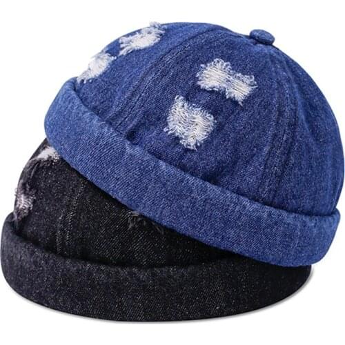 2021 Vintage Hip Hop Men Hat Washed Cotton Retro Skull cowboy cap Sailor Adjustable Brimless Hat Landlord Breathable Beanie Hat