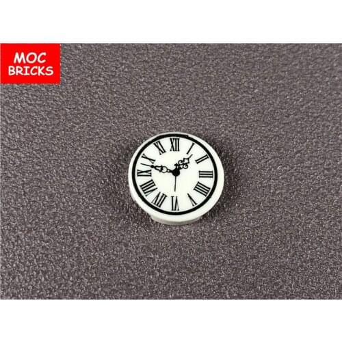 50pcs/lot White Tile, Round 2 x 2 Clock with Roman Numerals Simple Pattern Educational Building Blocks DIY Toys kids Xmas gifts