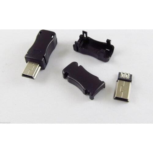 50pc Mini USB 5 Pin Male Plug Socket Connector with Plastic Cover for DIY