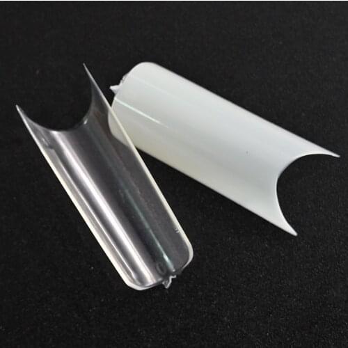 550Pcs/Bag XL Extra Long Salon Nail Art Tips 0-9 Size Half Cover Artificial Clear/Natural C Curve Straight Square False Tips V-4