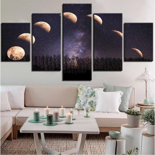 5D Diy Diamond Painting 5 Pieces Moon Night Lunar Eclipse Mosaic Full Diamond Embroidery Sale Multi-panel Home DecorationZP-4224