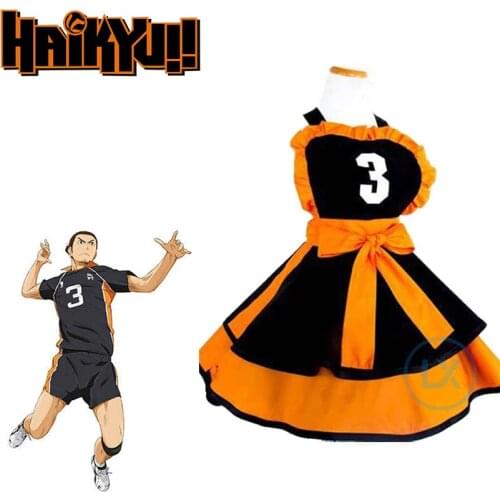 Anime Haikyuu Cosplay Costume Haikyuu 3 Asahi Azumane Lolita Kimono Dress Full Sets Custom Made Female Girls Halloween