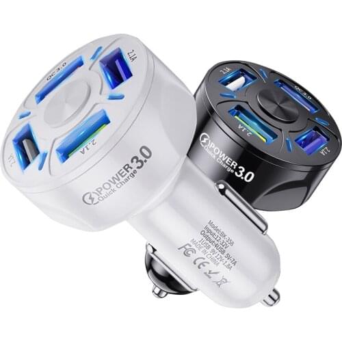 USB Ports Car Charger Car QC3.0 LED light Display USB Car Phone Tablet Charger For Xiaomi Huawei oppo vivo Mini Car Charger USB