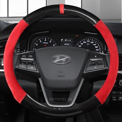 Car steering-wheels cover 37 38cm 15" For Hyundai ELantra/i35 Sonata/i45 Creta/ix25 Tuscon/ix35 Accent Verna Solaris Santa Fe