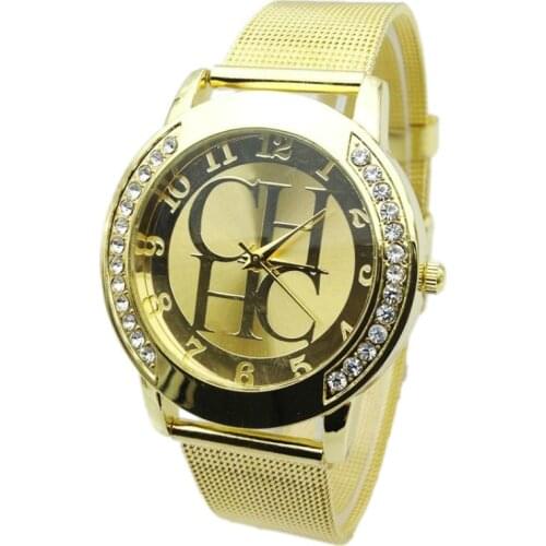 CH Branded Womens watches Luxury watch Calendar Stainless steel Mesh belt Diamond Clock Gift Men Quartz Watches Best Selling