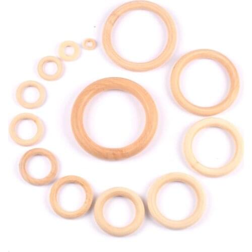 Natural Wood DIY Circle Crafts For Jewelry Making Baby Teething Wooden Ring Kids Toy Ornaments Accessories