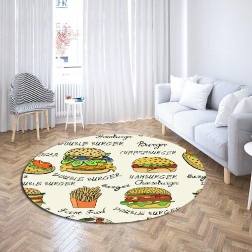 Hamburg Fruit Food Print Area Rugs Home Decor Floor Mats Coffee Table Chair Mats Custom Round Floor Mats for Living Room Bedroom