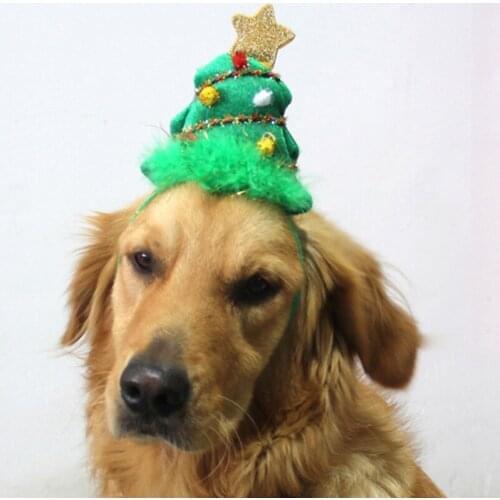 Pet Headwear Red Santa Cap Pompoms Headbands Dog Cat Christmas Headwear Party Hats Pet Christmas Accessories