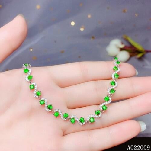 KJJEAXCMY fine jewelry 925 sterling silver inlaid natural diopside bracelet popular girl hand bracelet support testing