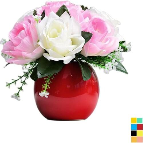 💐Ceramic Vase Modern Simplicity Artificial Flower Rose Living Room Dining Table Home Decoration Ornaments