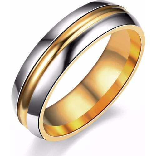 MOREDEAR Famous Brand 316L Stainless Steel Rings for Men Women 14KGP Trajectory Ring Engagement Ring 6mm