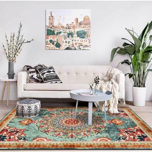 Retro Persian Area Rugs Geometric Ethnic Flowers Printed Living Room Hallway Non-Slip Floor Mat KItchen Bedroom Bedside Carpet