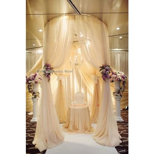Beatiful Wedding Outdoor Decorations Ivory Round Canopy Curtain With pipe stand Banquet Reception Hall Wedding Decor