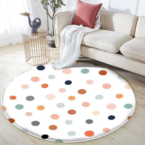 Polka Dot Pattern Round Carpet Printed Flannel Rug Room Floor Printed Carpet For Living Room Bedroom Home Decorative Crapet