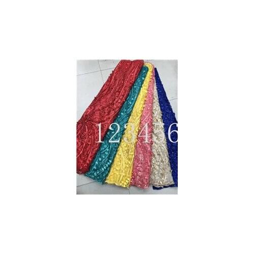 Lace fabric New pattern 5yards XC219# 6colors Handmade beads mesh lace fabric for bridal wedding dress/sawing Free shipping