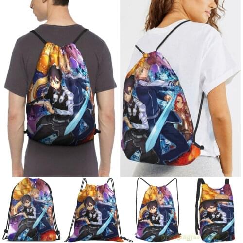 Sword Art Online Alicization Men Outdoor Travel Gym Bag Waterproof Drawstring Backpack Women Fitness Swimming Bag