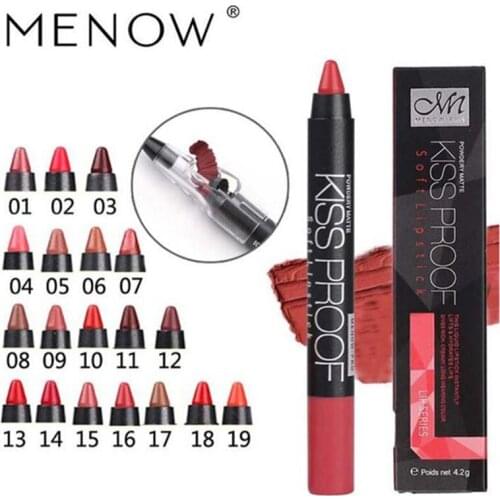 Menow 1pc 19 Colors Lip Pencil Waterproof Makeup Lipstick Pen Plus Sharpener Hot Vivid Red Pink Dusk Color Lips Cosmetics