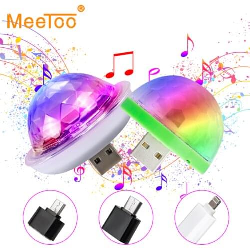 Mini USB LED Party Lights Stage Lumiere Effect Lamp 4W Portable Disco Ball Colorful Laser DJ Disco Light Music for Mobile Phone