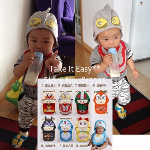 Fashion 3D catoon baby Bibs + Hat boys girls infant waterproof scarf saliva towel toddler double layer dinner towel bibs