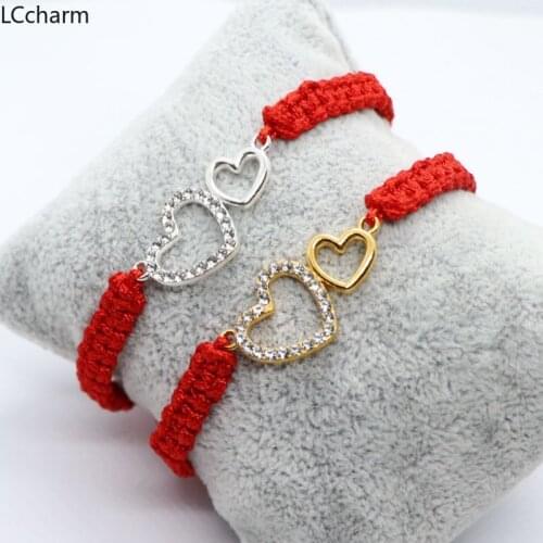 Fashion Love Heart Adjustable Bracelet Lucky Red String Rope Braided Bracelets Couples Women Men Jewelry Gift