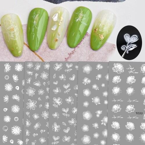 Nail Stickers Transparent White Flowers Fresh Diy Nail Art Accessories Nail Decoration WD