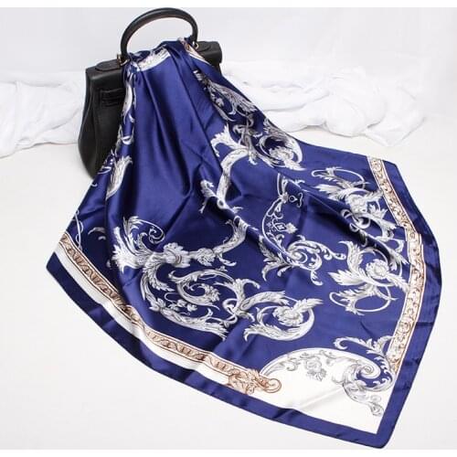 New Women 90*90cm Spring Autumn Print Small Square Scarves Female Headband Hair Tie Band Wrist Wrap Head Bandana