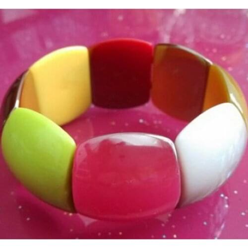 New Fashion Brand Colored Resin Bubble Bohemian Bangles Bracelets Strand Elastic Adjustable Rope Bracelet For Women Jewelry Gift