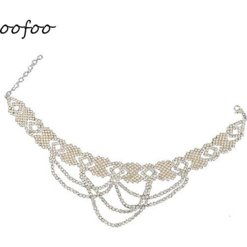 Oofoo Fashion Aesthetics 2021 Womens Rhinestone Jewelry Bohemian Beach Gift Collar Element Chain Accessories Sweater Necklace