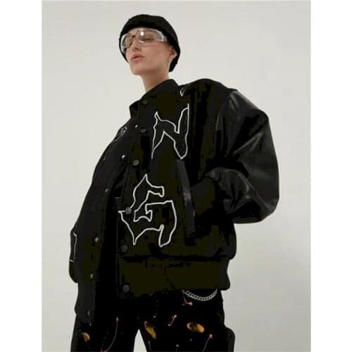 Couple Jackets Women Jacket Baseball 2021 Spring Embroidery Hot Diamond Baseball Uniform Hong Kong Style Stitching Jacket Loose