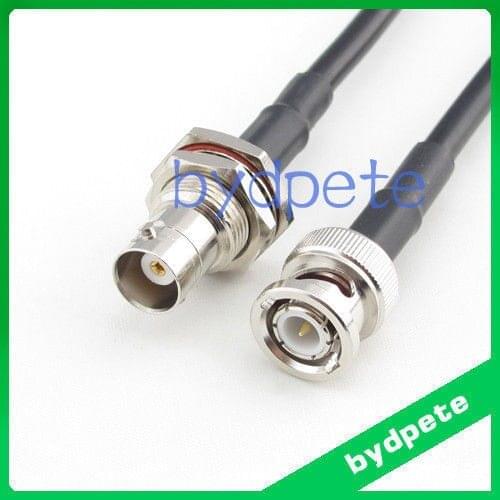 BNC female bulkhead to BNC male crimp RG58 cable jumper pigtail 4inch~20M