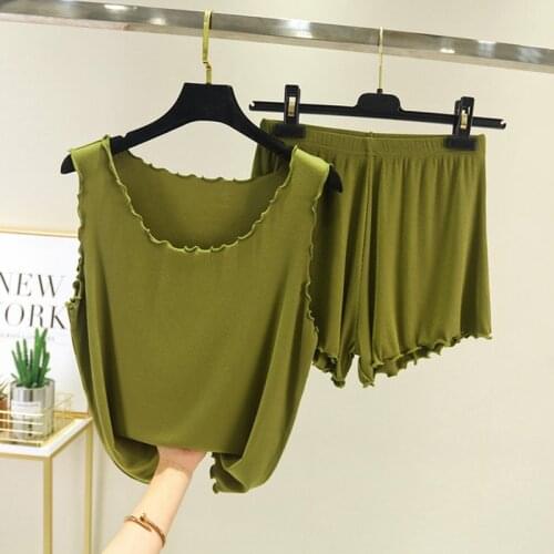 Pajamas For Women Sleepwear Tops Shorts Set Summer Night Wear Sweet Sleepwear Pajama Sets Casual Solid Color Homewear