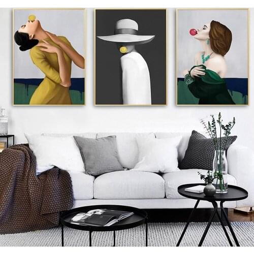 Bubble Gum Lady In Green Dress Posters And Prints Fashion Canvas Painting Nordic Style Wall Art Modern Pictures For Room Decor