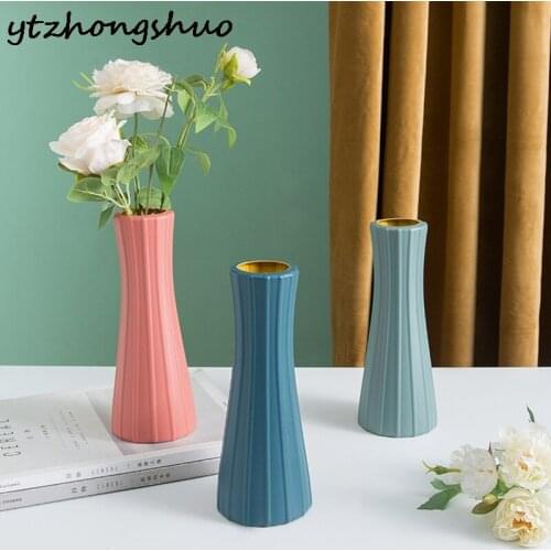 Plastic Vase Large Minimalist Vase Decoration Home Imitation Glaze Flower Girl Basket Vases Wedding Hydroponic Plants Creative