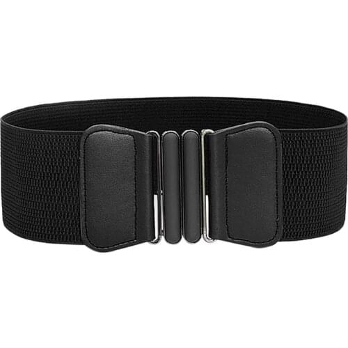 Adjustable Stretch Belt Womens Fashion Wild Wide Girls Waistband Elastic Stretch Dress Wide Waist Belt Buckle Band Cummerband