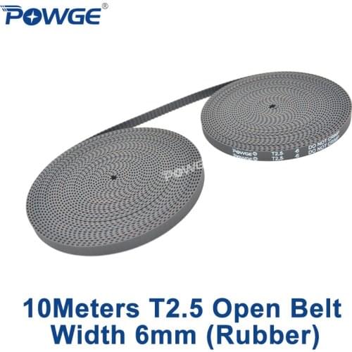 POWGE 10Meters Metric T2.5 Open Timing Belt width 6mm Rubber fiberglass T2.5-6 open ended Synchronous belt Trapezoid 3D Printer