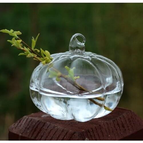 Pumpkin Terrarium Glass Flower Vase Halloween Sphere 8.5*9.5cm Hanging Vases Home Wedding Decoration Transparent